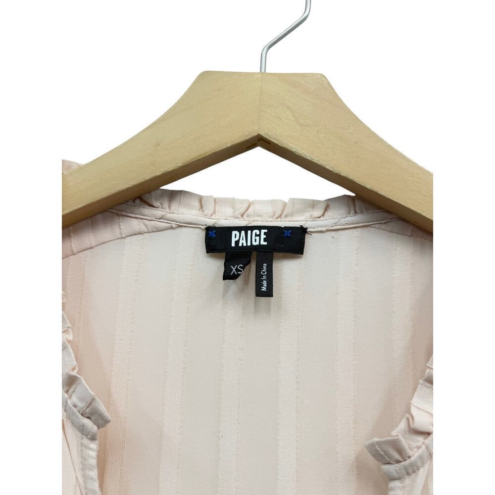 PAIGE Split Neck Illyria Ruffled Tiered Midi Dress in Cream Tan size XS - Picture 6 of 8